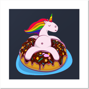 Unicorn and donut T-Shirt Posters and Art